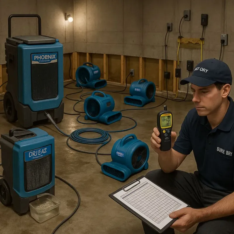 Structural Drying and Dehumidification process in Palmer, TX